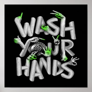 Tvätta Händer Hygiene Germs Poster