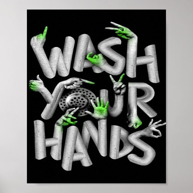 Tvätta Händer Hygiene Germs Poster (Framsidan)