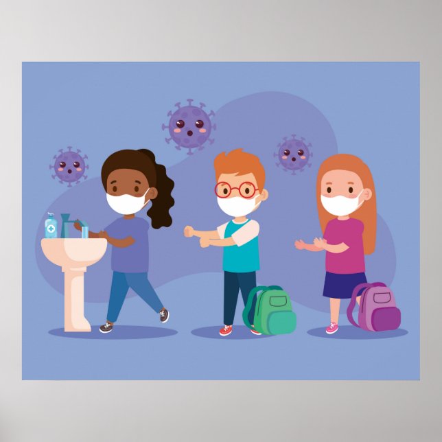 Tvätta Händer i skolan Poster (Framsidan)