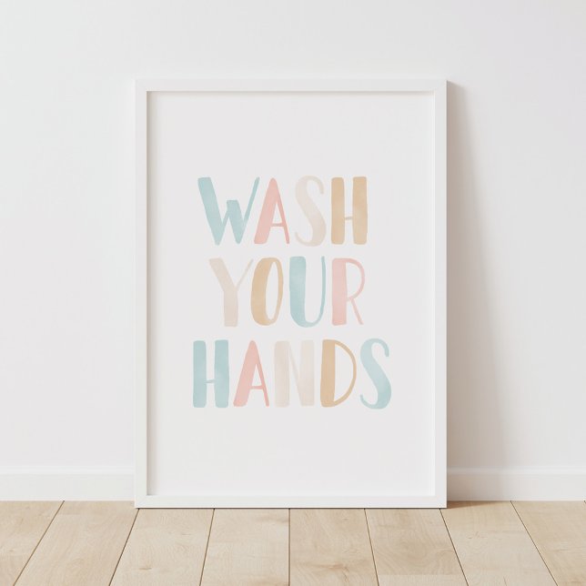 Tvätta Händer Neutralt Kids Bathroom Poster  (Skapare uppladdad)