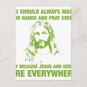 Tvätta Händer och rosa - Jesus och Germs.. Vykort