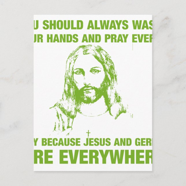 Tvätta Händer och rosa - Jesus och Germs.. Vykort (Framsida)