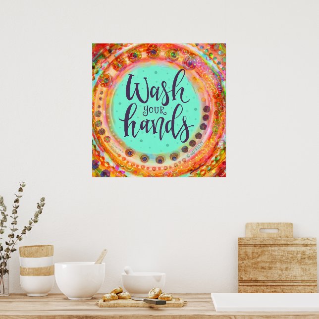 Tvätta Händer Roligt Söt School Inspiritivity Poster (Kök)