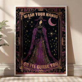 Tvätta Händer Tarot Card Witchy Bathroom Poster