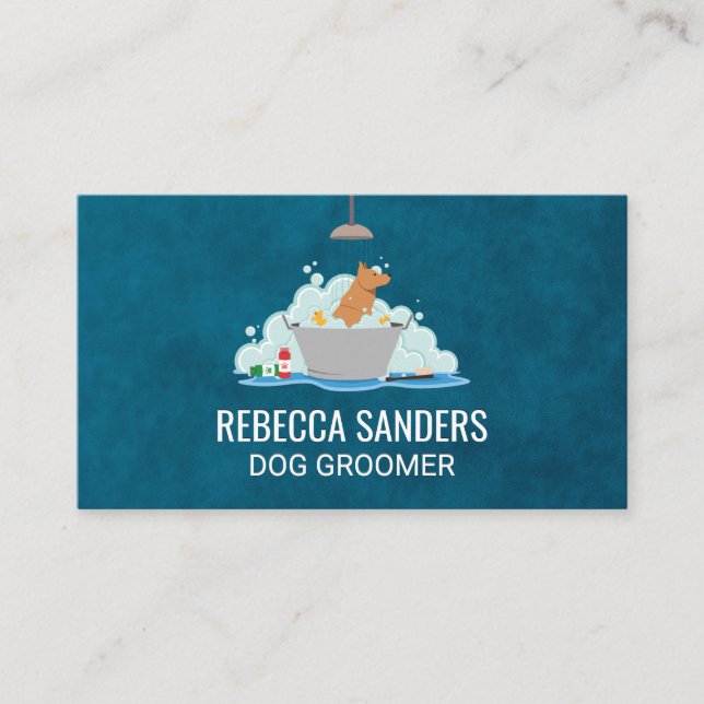 Tvätta hund | Pet Groomer | Djurtjänster Visitkort (Framsida)