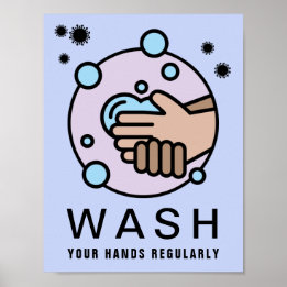 Tvätta ikonen Händer regelbundet virus Poster