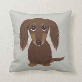Tvätta Långhårigare chokladkaka Brun Dachshund-Hun Kudde
