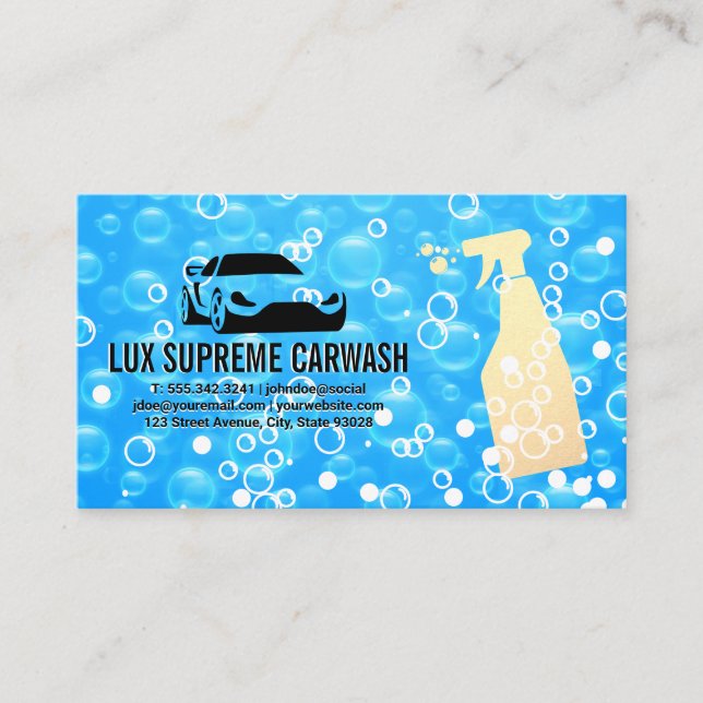 Tvätta Logotyp automatiskt | Blå soap Bubbles Visitkort (Framsida)