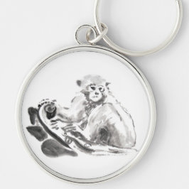 Tvätta målning av nyckelkedjan för zodiakrunda enn rund silverfärgad nyckelring