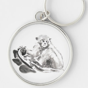 Tvätta målning av nyckelkedjan för zodiakrunda enn rund silverfärgad nyckelring