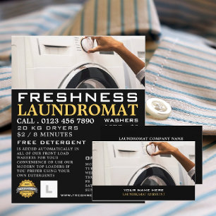 Tvätta Maskin, Laundromat, Städning reklam Reklamblad