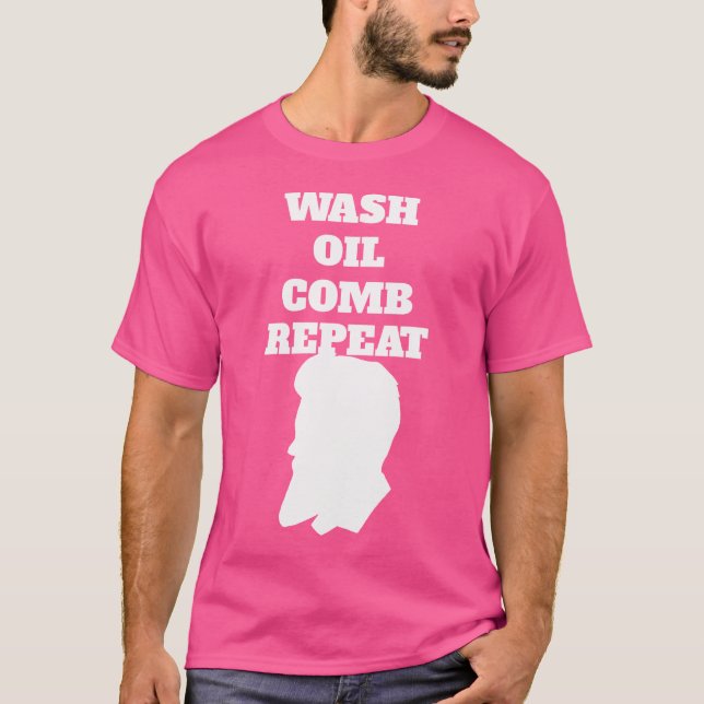 Tvätta Olja Kamma Upprepa Skägg T Shirt (Framsida)