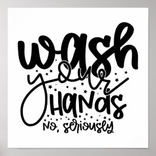 Tvätta Poster Händer Bathroom Humor Wall Art