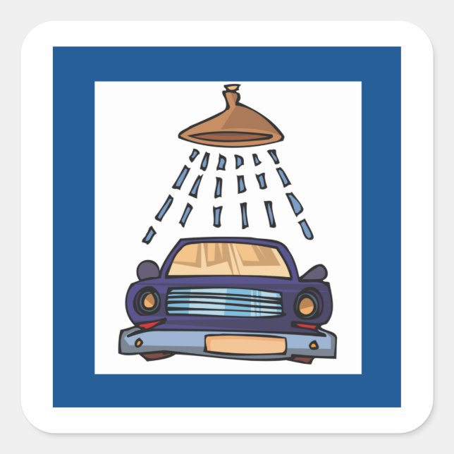 Tvätta skylt fyrkantigt klistermärke (Framsida)