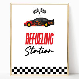 Tvätta Station Red Tävling Car Drink Bord-tecken Poster