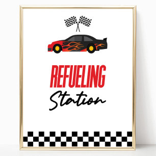 Tvätta Station Red Tävling Car Drink Bord-tecken Poster