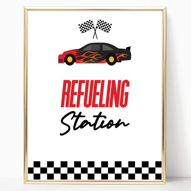 Tvätta Station Red Tävling Car Drink Bord-tecken Poster (Skapare uppladdad)