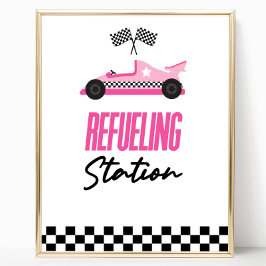 Tvätta Station Rosa Tävling-Bord-tecknet för bildr Poster