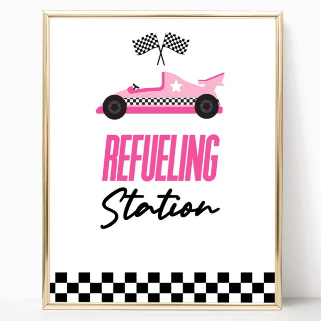 Tvätta Station Rosa Tävling-Bord-tecknet för bildr Poster (Skapare uppladdad)