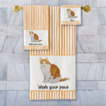 Tvätta Tassar Orange Cat Watercolor Rand