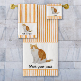 Tvätta Tassar Orange Cat Watercolor Rand