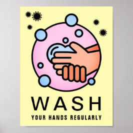 Tvätta Virus Ikon för Handen Poster