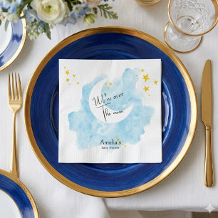 Tvätta Watercolor Över Månen Baby Shower Pappersservett