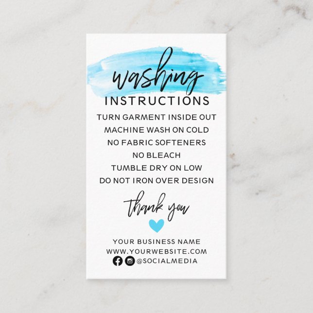 Tvättande instruktioner Clothing Shirt Care Visitkort (Framsida)