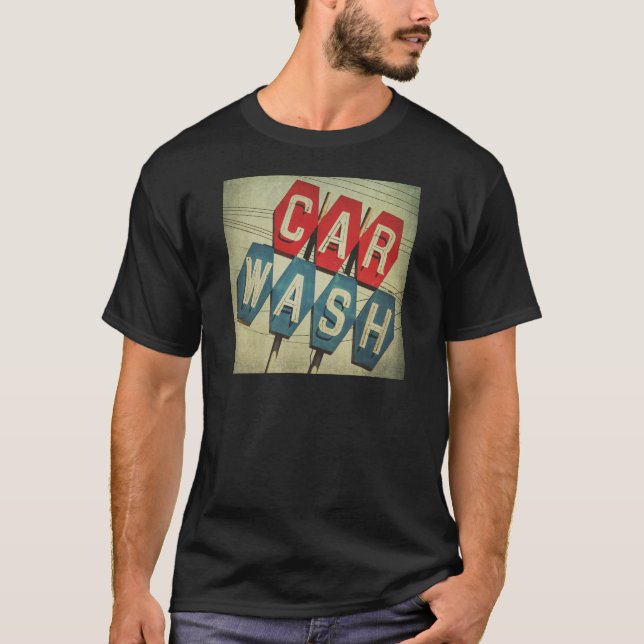 Tvättar den Retro diamanten formade bilen Tee Shirt (Framsida)