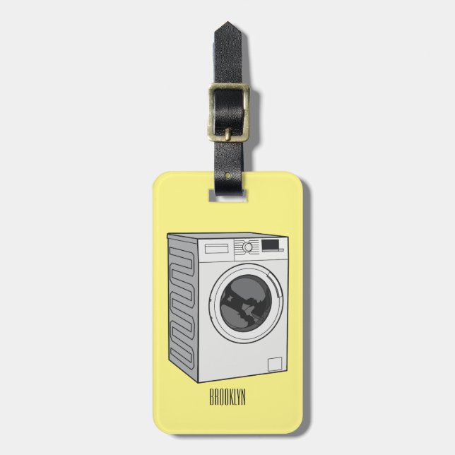 Tvättar illustration av tecknaden maskin bagagebricka (Vertikal Framsida)