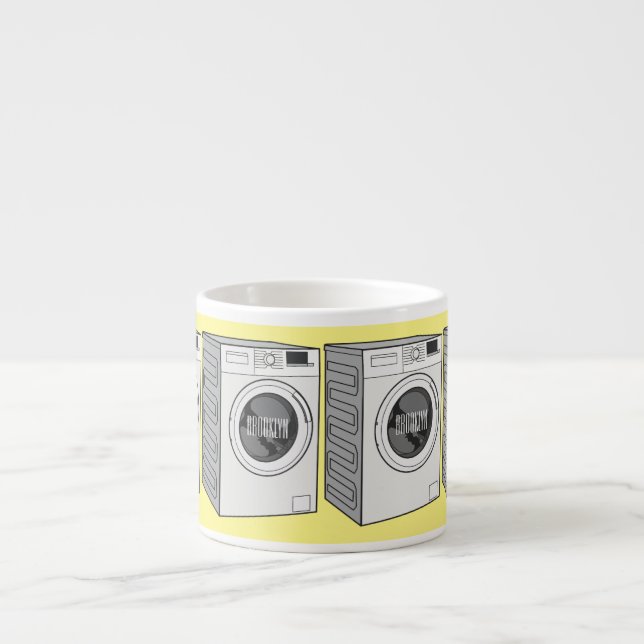 Tvättar illustration av tecknaden maskin espressomugg (Framsidan)
