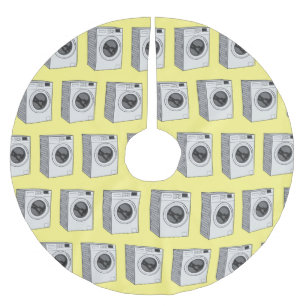 Tvättar illustration av tecknaden maskin julgransmatta borstad polyester