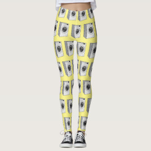 Tvättar illustration av tecknaden maskin leggings