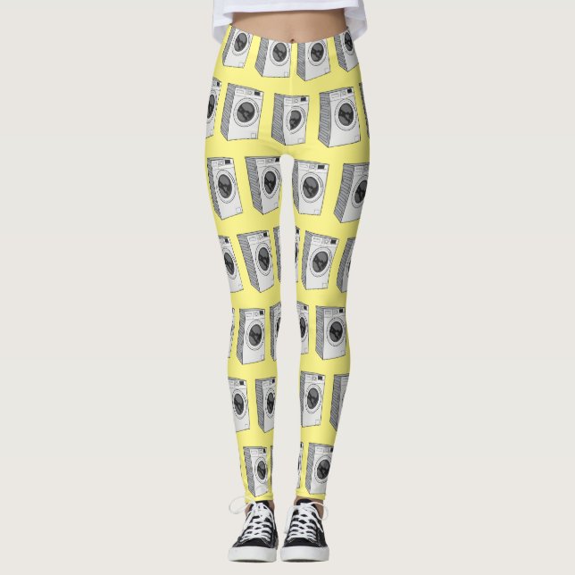 Tvättar illustration av tecknaden maskin leggings (Framsida)