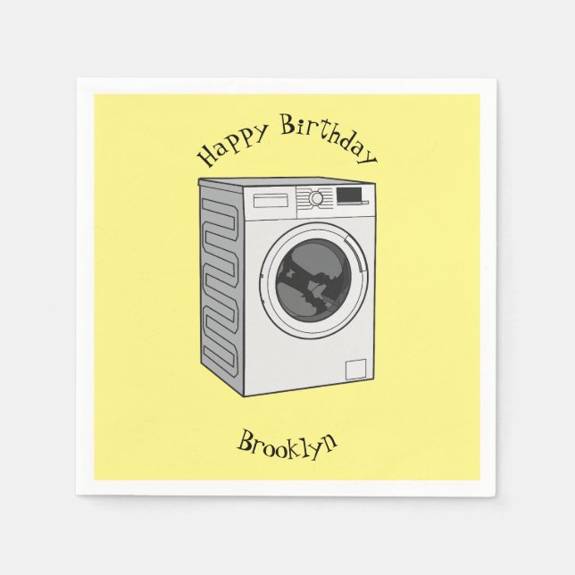 Tvättar illustration av tecknaden maskin pappersservett (Framsidan)