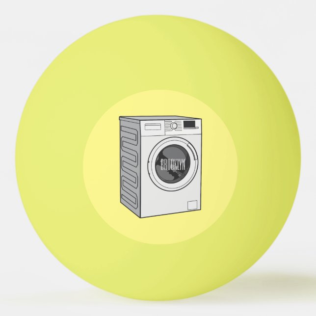 Tvättar illustration av tecknaden maskin pingisboll (Framsidan)