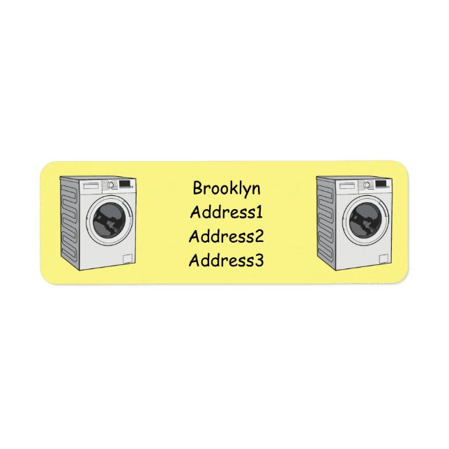 Tvättar illustration av tecknaden maskin returadress etikett (Framsidan)