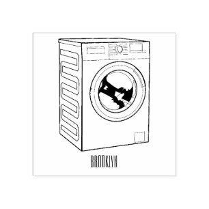Tvättar illustration av tecknaden maskin stämpel