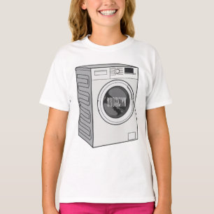 Tvättar illustration av tecknaden maskin t shirt