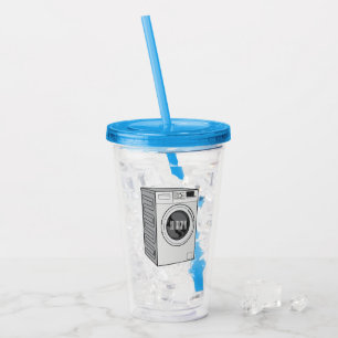 Tvättar illustration av tecknaden maskin take away mugg