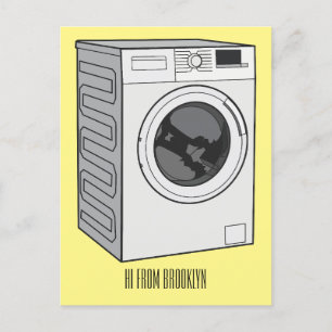 Tvättar illustration av tecknaden maskin vykort