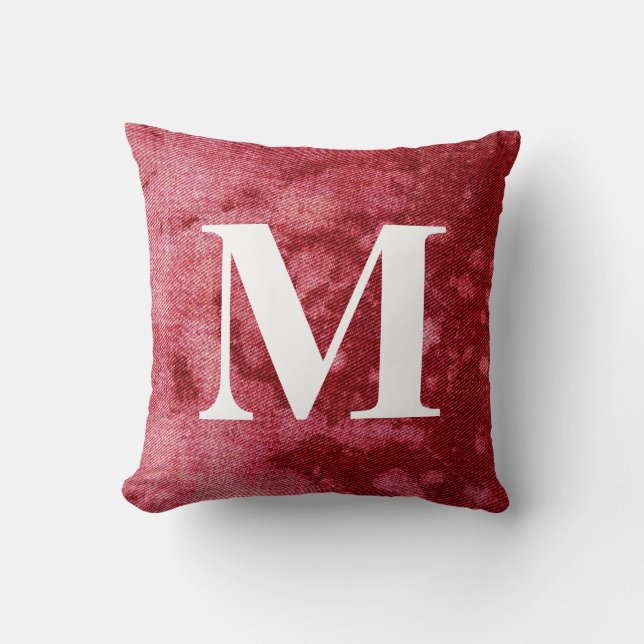 Tvättat Denim Design #10 med Monogram Kudde (Framsida)