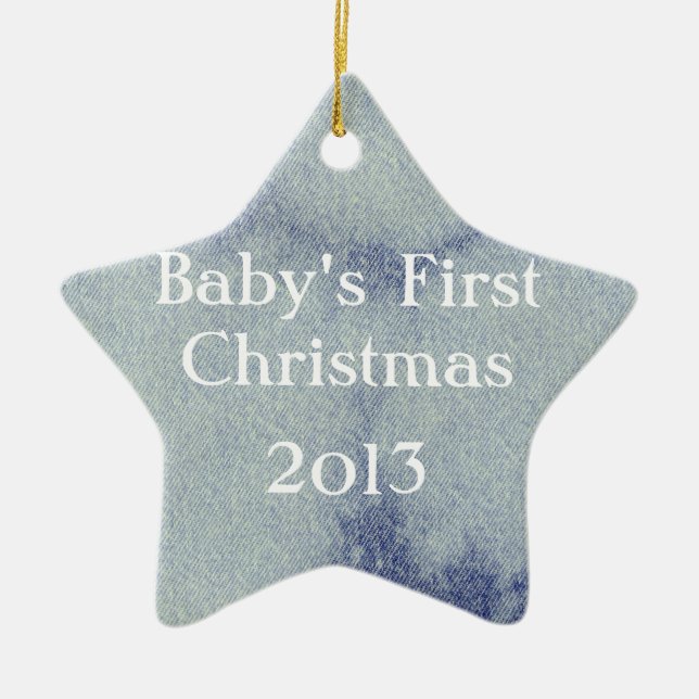 Tvättat Denim Design #1 på Emporio Moffa Julgransprydnad Keramik (Framsidan)