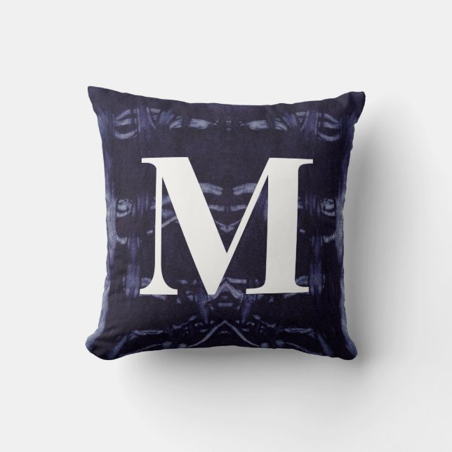 Tvättat Denim Design #8 med Monogram Kudde (Framsida)