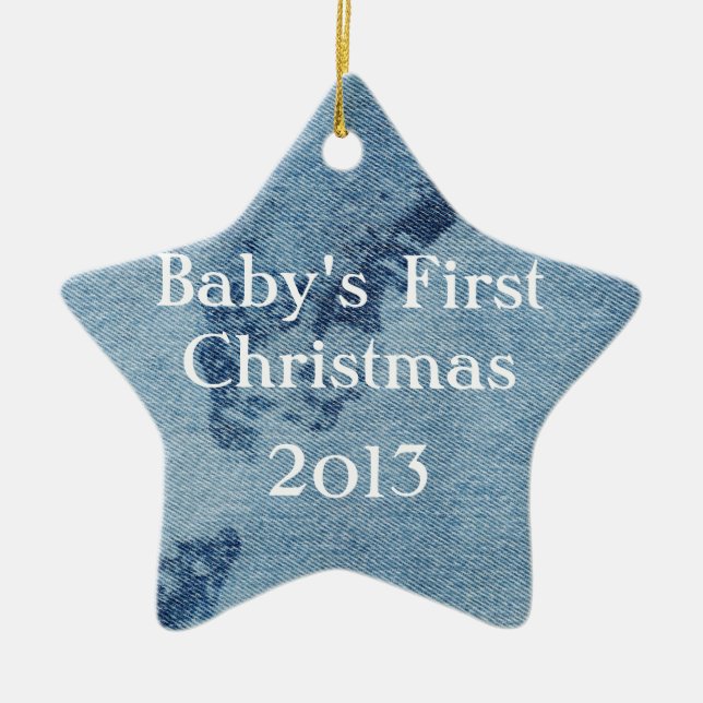 Tvättat Denim Design #9 på Emporio Moffa Julgransprydnad Keramik (Framsidan)