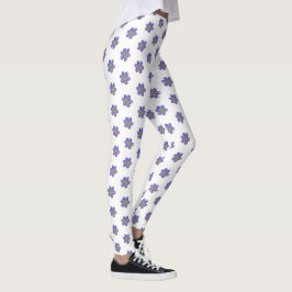 Tvättat Lila Blommigt White Mönster Leggings