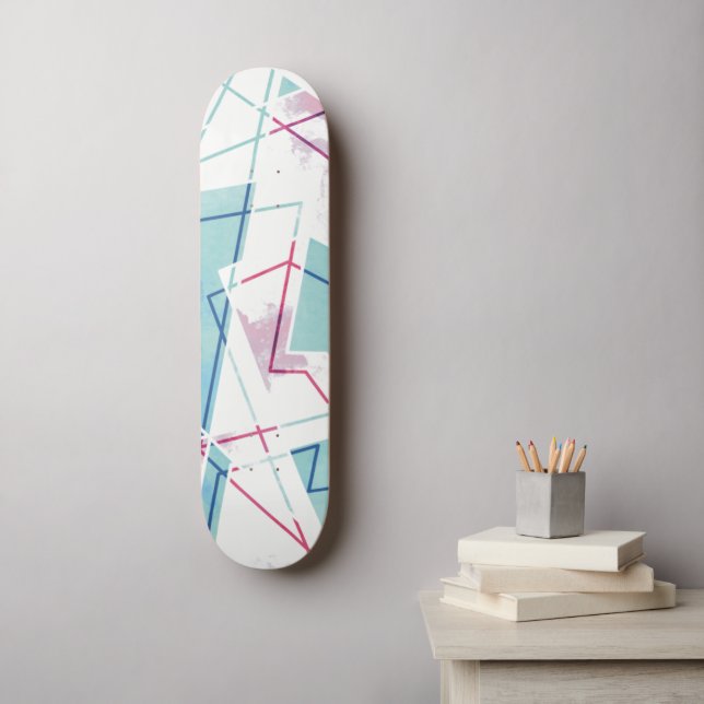 Tvättat ut geometriskt Mönster Mini Skateboard Bräda 18,5 Cm (Väggkonst)