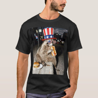 Tvättbjörn äter varmkorv rolig 4:e juli t shirt