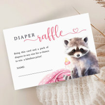 Tvättbjörn Baby Shower Flicka Rosa Blöja Lotteri