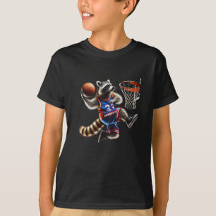 Tvättbjörn Basketboll Dunk Konst - Roliga Sport Dj T Shirt